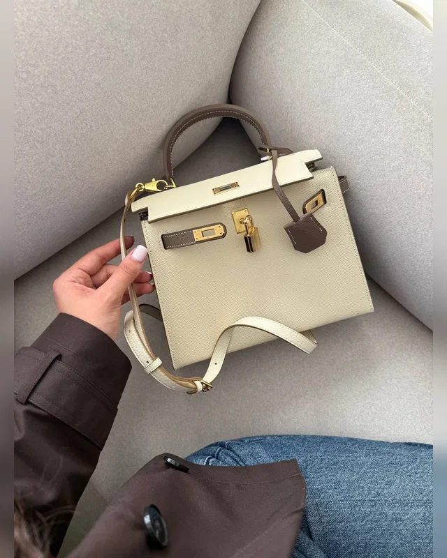 Hermes Epsom Kelly II Sellier 25 Bicolor Beige\Grey (Магнітна коробка) 24 x 20 x 10 — головне фото товару