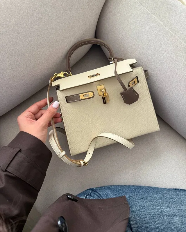 Hermes Epsom Kelly II Sellier 25 Bicolor Beige\Grey (Магнітна коробка) 24 x 20 x 10 — головне фото товару
