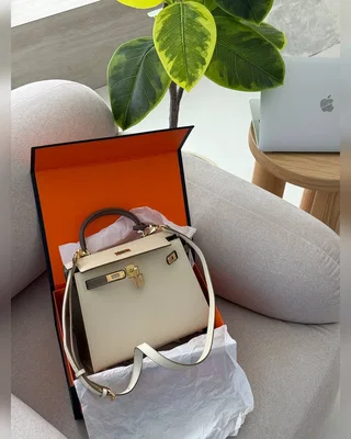 Hermes Epsom Kelly II Sellier 25 Bicolor Beige\Grey (Магнітна коробка) 24 x 20 x 10 — головне фото товару