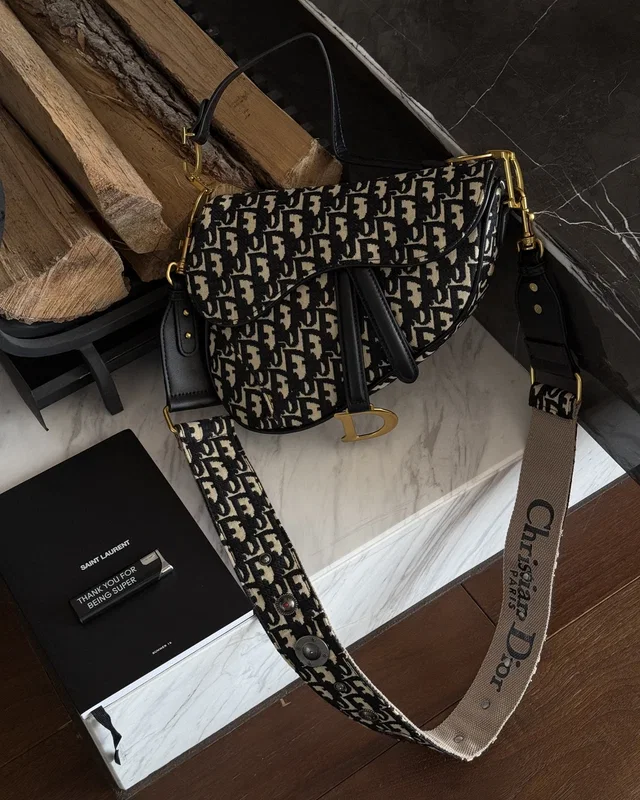 Dior Saddle Bag with Strap Blue Dior Oblique Jacquard [коробка кришка-дно] 27 x 18 x 6 — головне фото товару