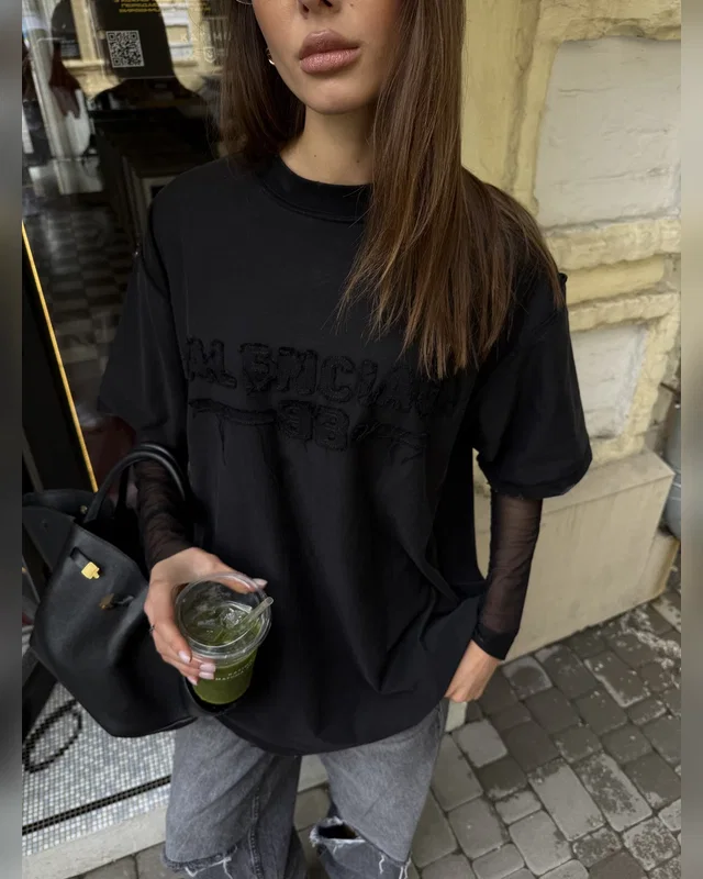Balenciaga T Shirt with Logo Embroidery Black One Size — головне фото товару