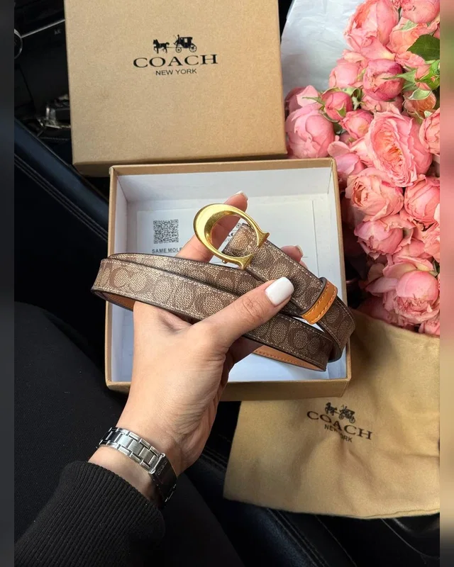 Coach Sculpted C Buckle Belt Beige Gold 100 x 2.5 Інше — головне фото товару