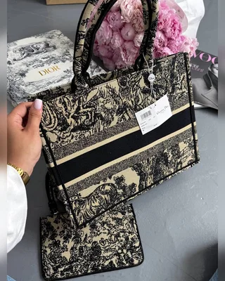 Dior Book Tote Ecru and Blue Dior Oblique Embroidery [оригінальна коробка] 36 х 28 х 13 — головне фото товару