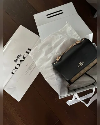 COACH ‎‎‎‎ Coach Mini Klare Crossbody in Signature Canvas Black Brown Беж середина [оригінальна брендована коробка] — головне фото товару