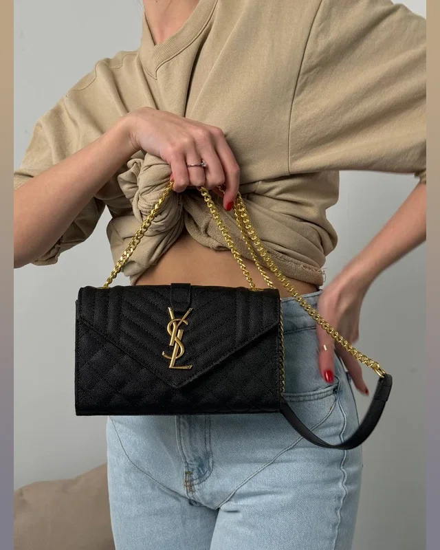 Saint Laurent Medium Envelope Bag Black [звичайна брендована коробка] 24 х 12 х 6 — головне фото товару