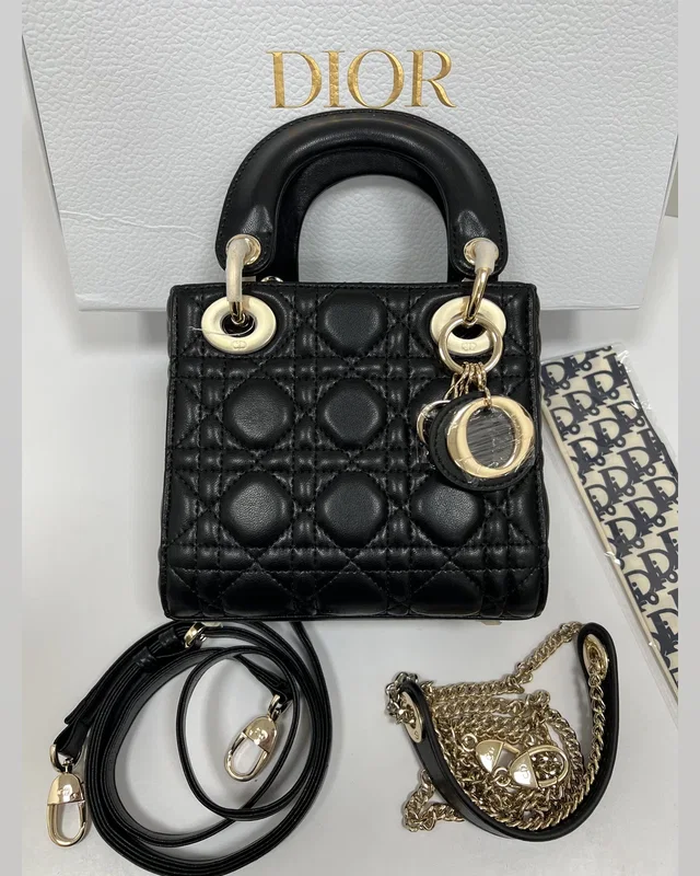 Dior Mini Lady Dior Bag Black/Gold 17 х 15 х 6 — головне фото товару