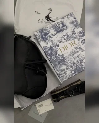 Dior Christian Dior Saddle Bag With Strap Total Black [коробка кришка дно] 27 x 18 x 6 — головне фото товару