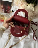 Dior Mini Lady Dior Bag Burgundy [оригінальна коробка] 17 х 15 х 6 — головне фото товару