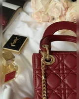 Dior Mini Lady Dior Bag Burgundy [оригінальна коробка] 17 х 15 х 6 — головне фото товару