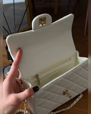 Chanel Mini Flap Bag White Gold Hardware (БЕЖЕВА) — головне фото товару