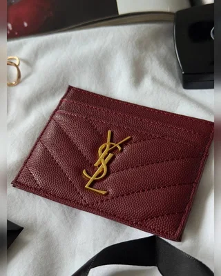 Saint Laurent Cassandre Matelasse Card Case Burgundy Gold 10 x 8 x 0.5 — головне фото товару