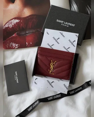 Saint Laurent Cassandre Matelasse Card Case Burgundy Gold 10 x 8 x 0.5 — головне фото товару