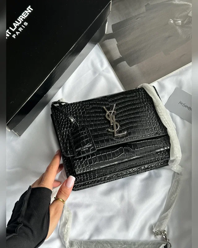 Saint Laurent Sunset in Croco Leather Black/Silver (магнітна коробка) 24 x 14 x 7 — головне фото товару
