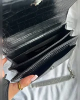 Saint Laurent Sunset in Croco Leather Black/Silver (магнітна коробка) 24 x 14 x 7 — головне фото товару