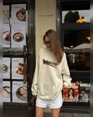 Balenciaga Political Campaign Hoodie Beige Over Size — головне фото товару