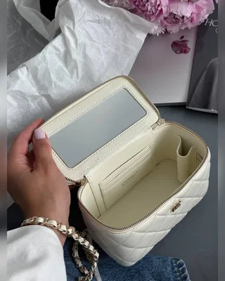 Chanel Classic Beige Lambskin Pearl Crush Vanity Bag Магнітна Коробка Без дзеркала 17 х 11 х 8 — головне фото товару