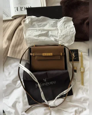 Saint Laurent Manhattan Mini Leather Shoulder Bag Brown 19 х 15 х 6 — головне фото товару