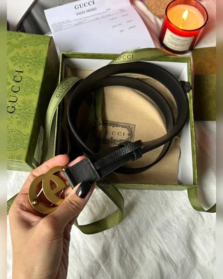Gucci Belt With Double G Black Gold 100 х 3.5 — головне фото товару