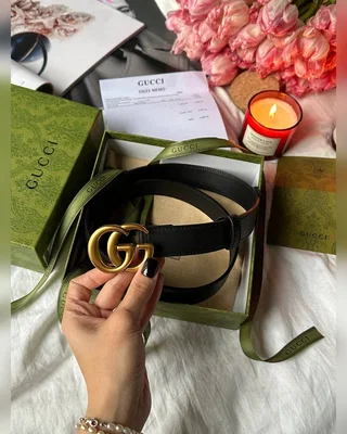 Gucci Belt With Double G Black Gold 100 х 3.5 — головне фото товару