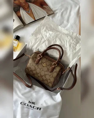 COACH ‎‎‎‎ Coach Rowan Ginger Satchel In Signature Canvas(коробка крафт оригінальна) — головне фото товару