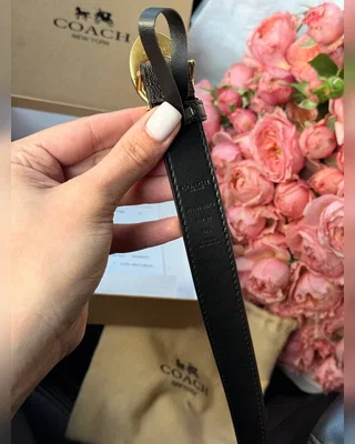 Coach Sculpted C Buckle Belt Brown Gold 100 x 2.5 — головне фото товару