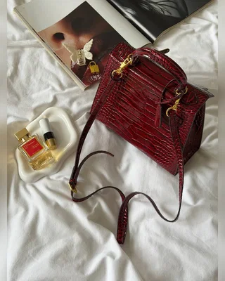 Hermes Kelly 25 Rouge H Shiny Porosus Crocodile Leather Red 25 х 20 х 10 — головне фото товару