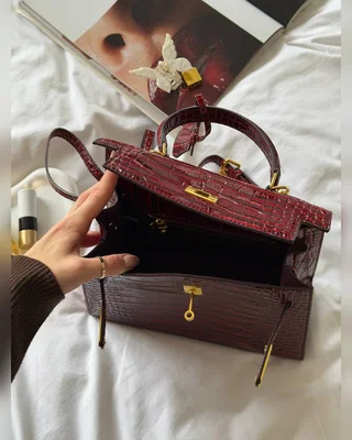 Hermes Kelly 25 Rouge H Shiny Porosus Crocodile Leather Red 25 х 20 х 10 — головне фото товару