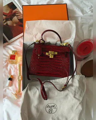 Hermes Kelly 25 Rouge H Shiny Porosus Crocodile Leather Red 25 х 20 х 10 — головне фото товару