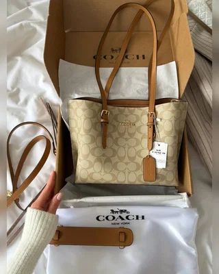COACH ‎‎‎‎ Coach Mollie Tote Bag 25 In Signature Canvas Beige Brown — головне фото товару