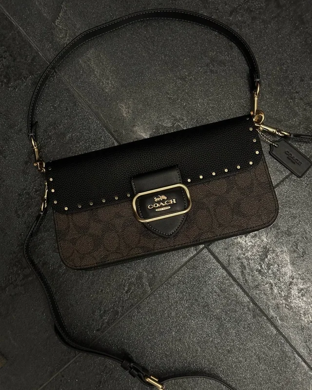COACH Coach Morgan Shoulder Bag Brown/Black With Rivets COACH — головне фото товару