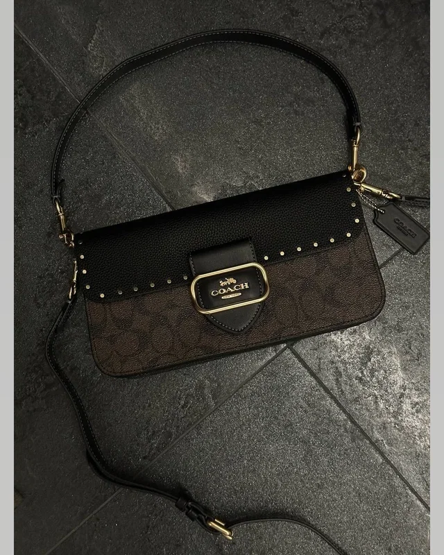 COACH Coach Morgan Shoulder Bag Brown/Black With Rivets COACH — головне фото товару