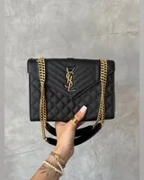 Saint Laurent Leather Envelope Chain Bag Black 24 х 19 х 5 — головне фото товару