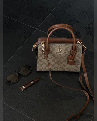 COACH ‎‎‎‎ Coach Andrea Carryall In Signature Canvas Brown Beige [оригінальна коробка] 22 х 17 х 11 — головне фото товару