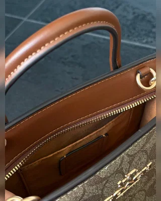 COACH ‎‎‎‎ Coach Andrea Carryall In Signature Canvas Brown Beige [оригінальна коробка] 22 х 17 х 11 — головне фото товару