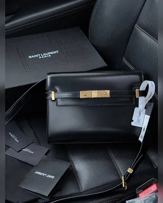 Saint Laurent Manhattan Leather Shoulder Bag Black Магнітна + Захисна коробка — головне фото товару