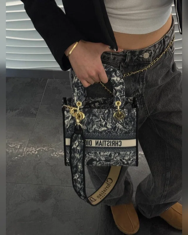 Dior Christian Dior Medium Lady D-Lite Bag Dark Grey 25 х 21 х 9 (темніша) — головне фото товару