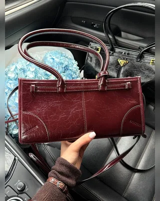 Prada Medium Leather Handbag Burgundy (оригінальна коробка) 33 х 17 х 10 — головне фото товару