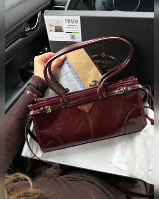 Prada Medium Leather Handbag Burgundy (оригінальна коробка) 33 х 17 х 10 — головне фото товару