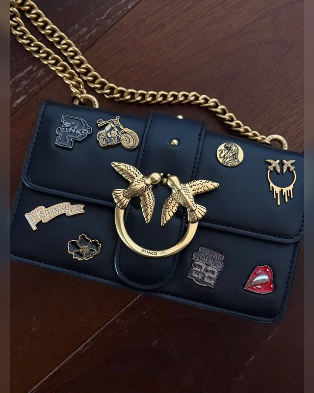 PINKO Mini Love Bag One Simply With Enamel Pin Black [оригінальна коробка] 20 х 12.5 х 6.5 — головне фото товару