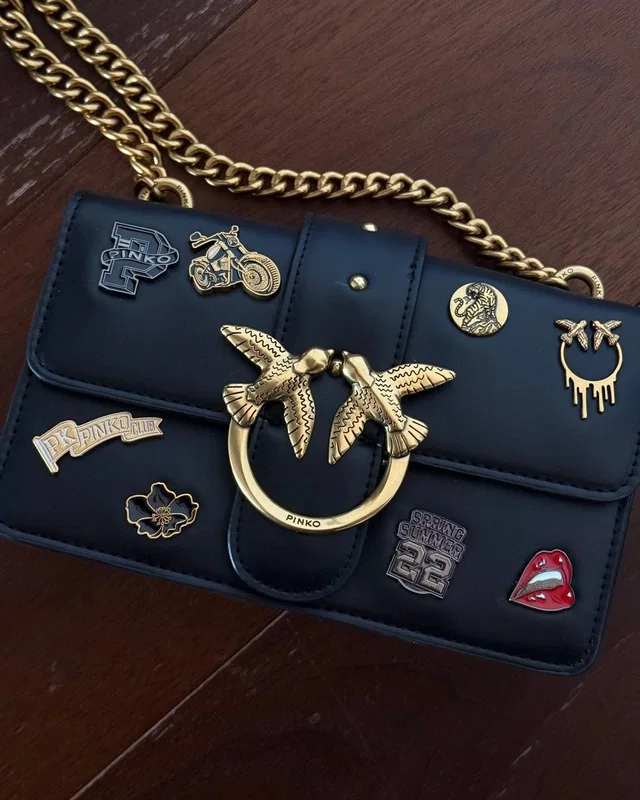 PINKO Mini Love Bag One Simply With Enamel Pin Black [оригінальна коробка] 20 х 12.5 х 6.5 — головне фото товару