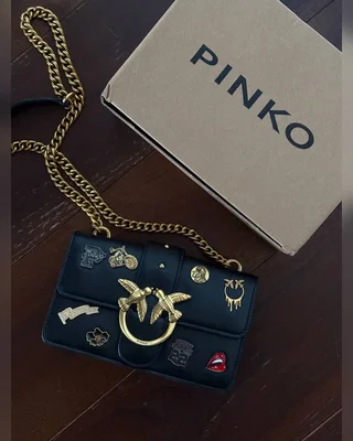 PINKO Mini Love Bag One Simply With Enamel Pin Black [оригінальна коробка] 20 х 12.5 х 6.5 — головне фото товару