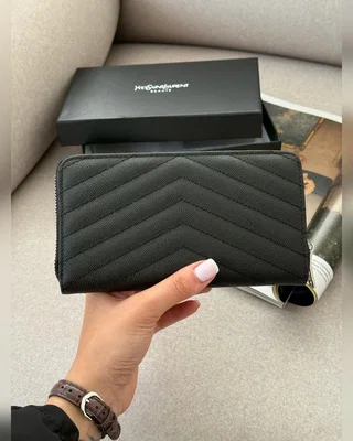 Saint Laurent Plain Leather Long Wallet Black Silver 20 х 10 х 3 — головне фото товару