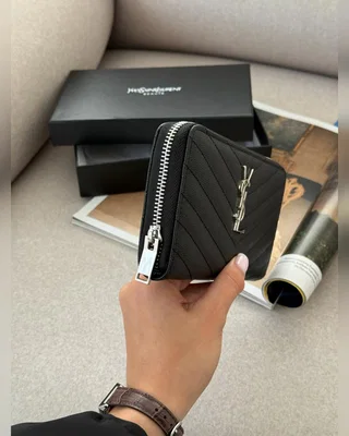 Saint Laurent Plain Leather Long Wallet Black Silver 20 х 10 х 3 — головне фото товару