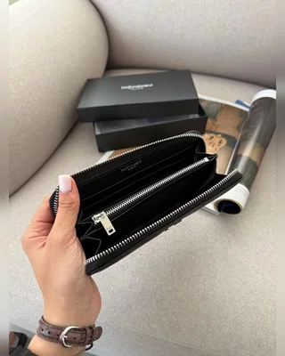 Saint Laurent Plain Leather Long Wallet Black Silver 20 х 10 х 3 — головне фото товару