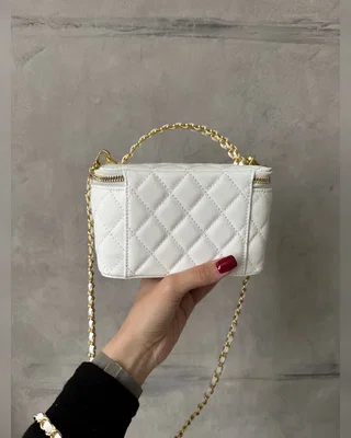 Chanel Classic Lambskin Pearl Crush Vanity Bag White Silver [оригінальна коробка] 17 х 11 х 8 (без дзеркала) — головне фото товару