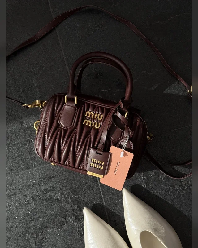 Miu Miu Arcadie Matelassé Nappa Leather Bag Burgundy [оригінальна коробка] — головне фото товару
