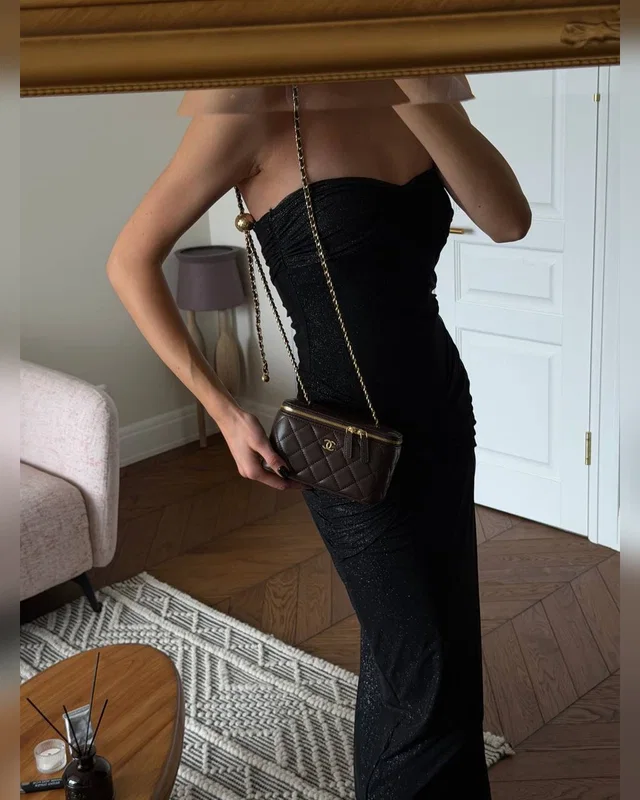 Chanel Classic Brown Lambskin Pearl Crush Vanity Bag Gold 17 х 11 х 8 cm — головне фото товару