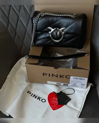 PINKO Baby Love Bag Puff Maxi Quilt Black Silver [оригінальна коробка] — головне фото товару