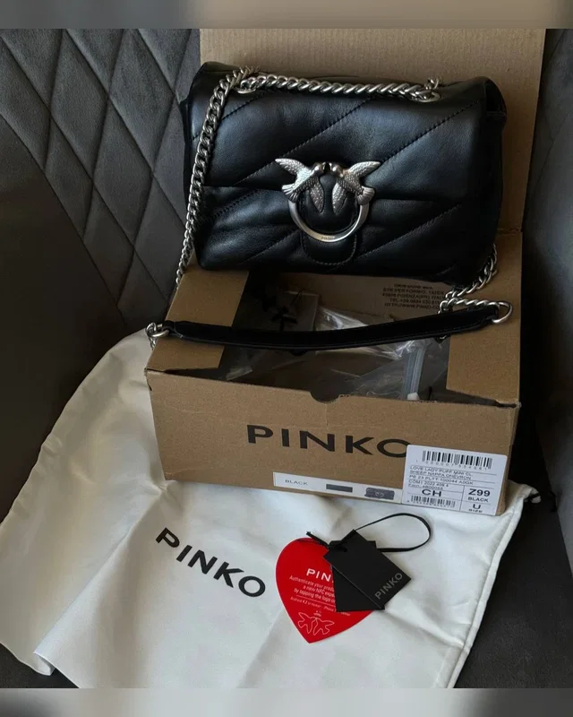 PINKO Baby Love Bag Puff Maxi Quilt Black Silver [оригінальна коробка] — головне фото товару