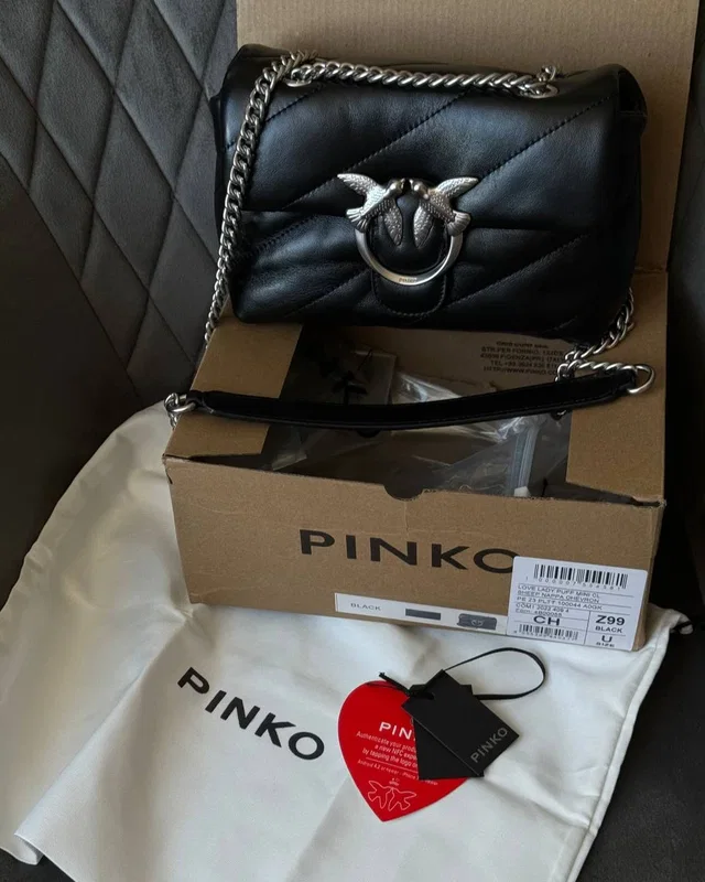 PINKO Baby Love Bag Puff Maxi Quilt Black/Silver [оригінальна коробка] — головне фото товару
